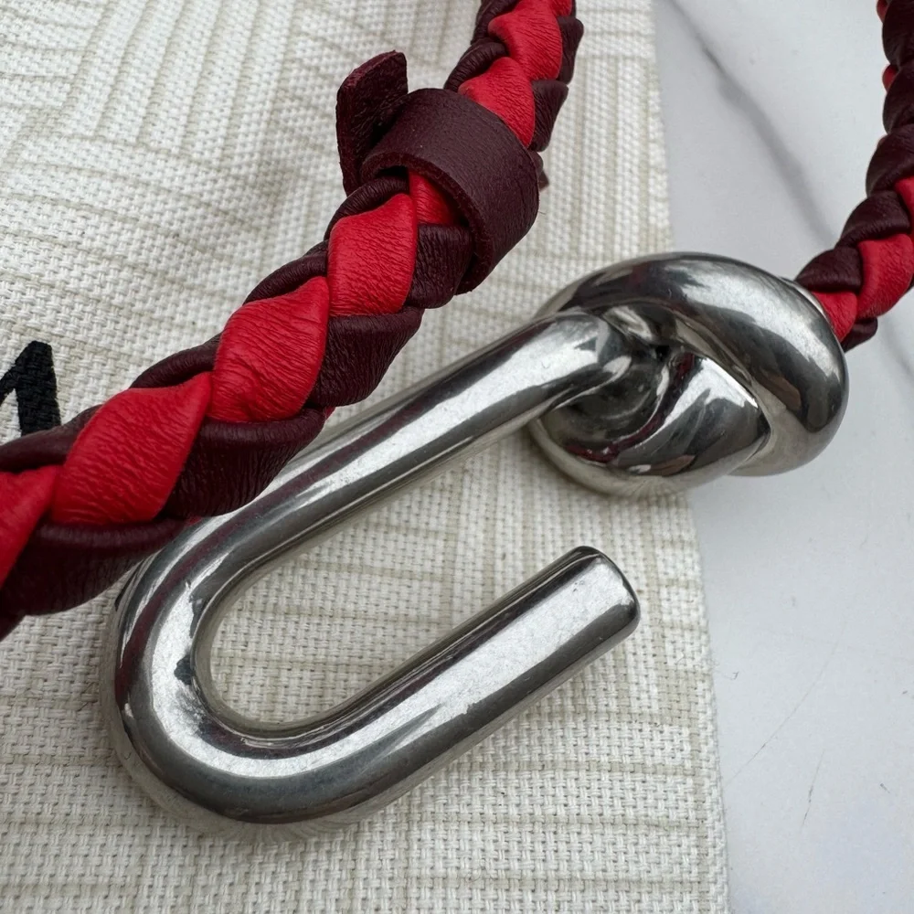 Bottega Veneta Red Braided Leather Key Holder